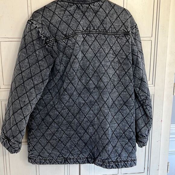 YFB Young Fabulous & Broke size medium quilted denim stonewashed jacket black - Picture 4 of 5